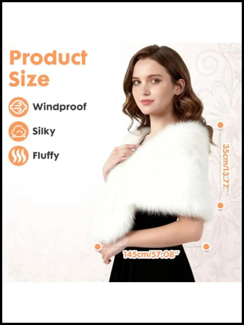 Barelove Long Women's Faux Fur Collar Scarf Wrap, Winter Shawl Shrug